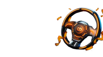 Изображение высокотехнологичного руля, представляющее пятничный бонус в Vulkan 24 казино с динамичной гоночной темой.